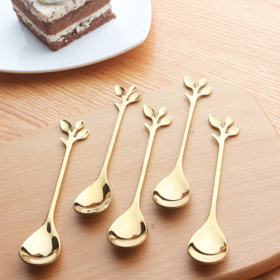 Steel Flower Shape Leaf Antlers Coffee Spoon