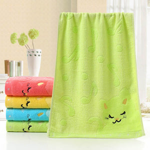 Non-twisted Bath Towel Music Cat Pattern